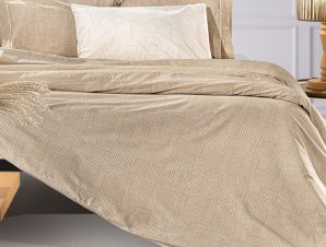 Σεντόνια King Size (Σετ) 270X265 Guy Laroche Stencil Mocca Χωρίς Λάστιχο (270×265)